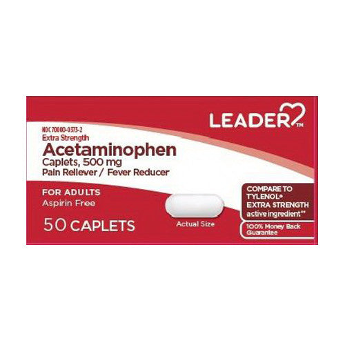 Extra Strength Acetaminophen 500 Mg Caplets by Leader, 50 Ea